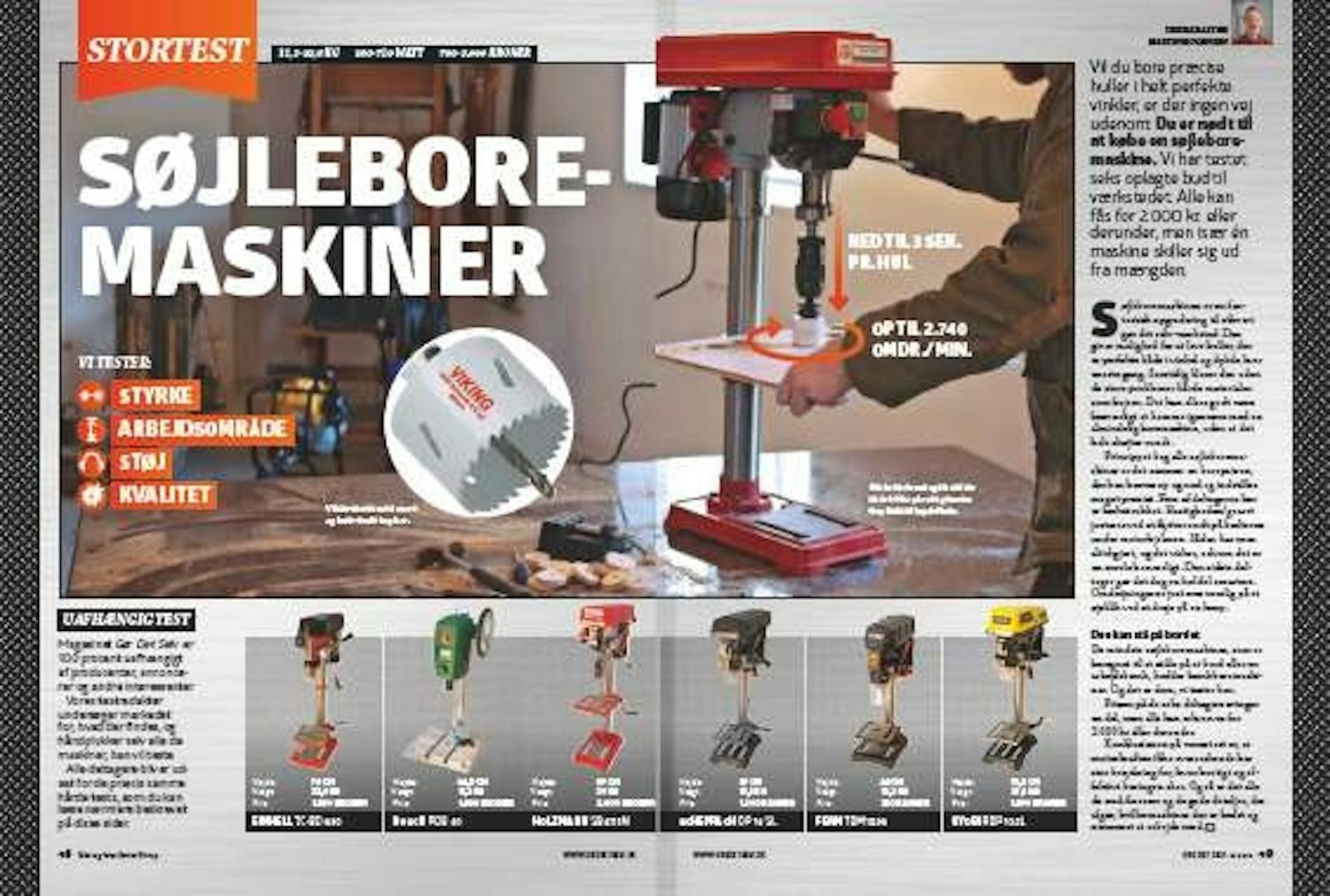 Søjleboremaskine test Søjleboremaskine test